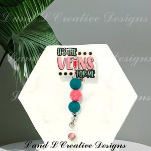 Handmade Retractable  Badge Reel -ID Holder- Key Card Holder-Phlebotomy